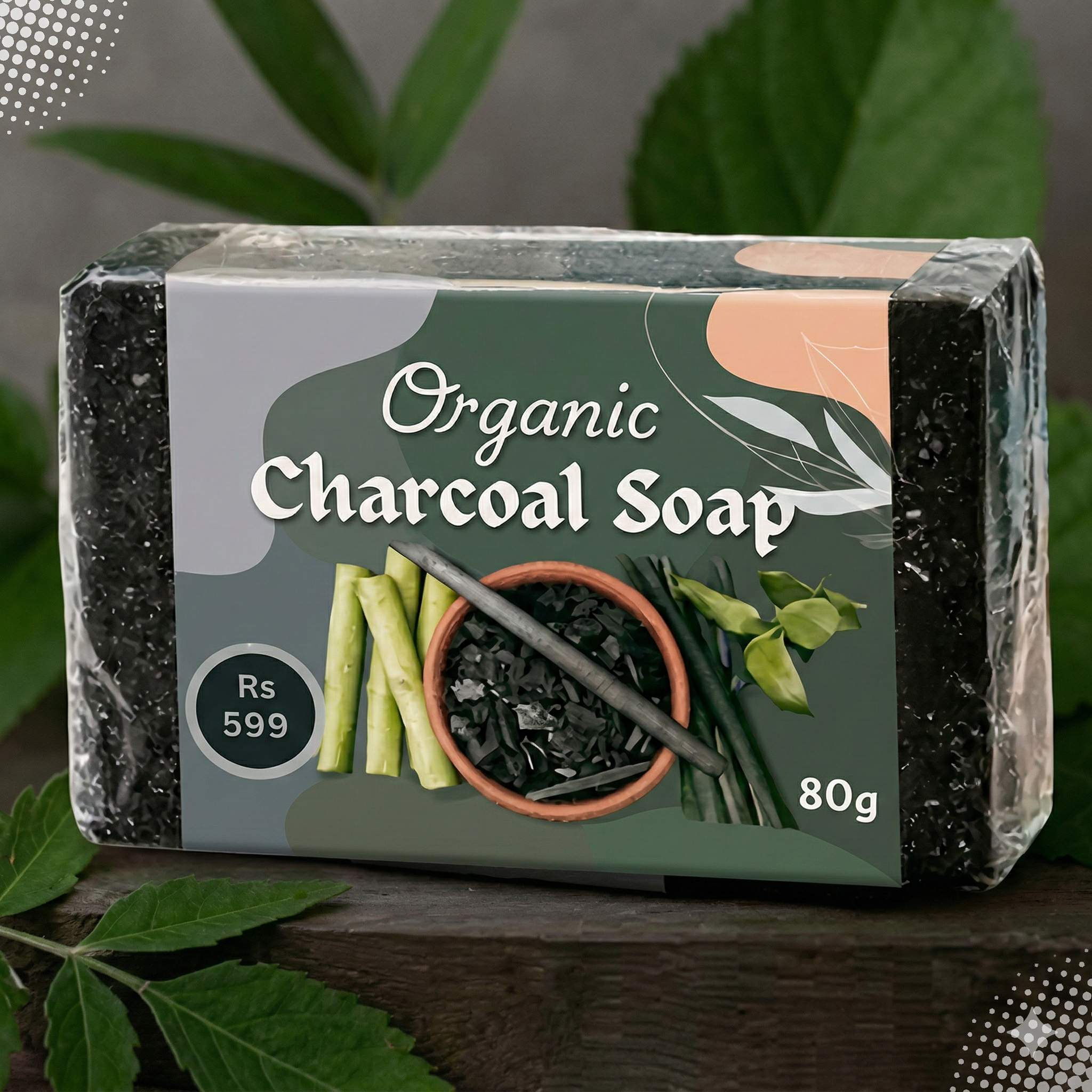 Organic Charcoal - Soap Deep Cleansing & Detoxifying Bar for Glowing Skin.