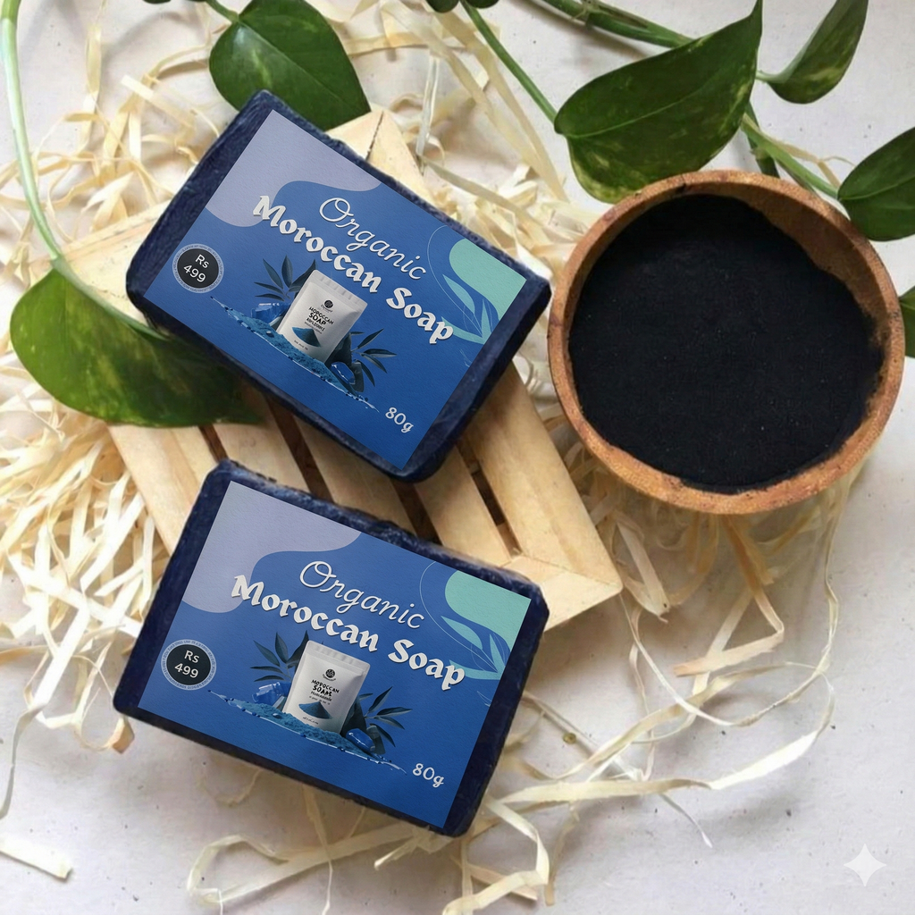 Organic Moroccan Soap – Traditional Skin Brightening & Deep Exfoliating Bar.