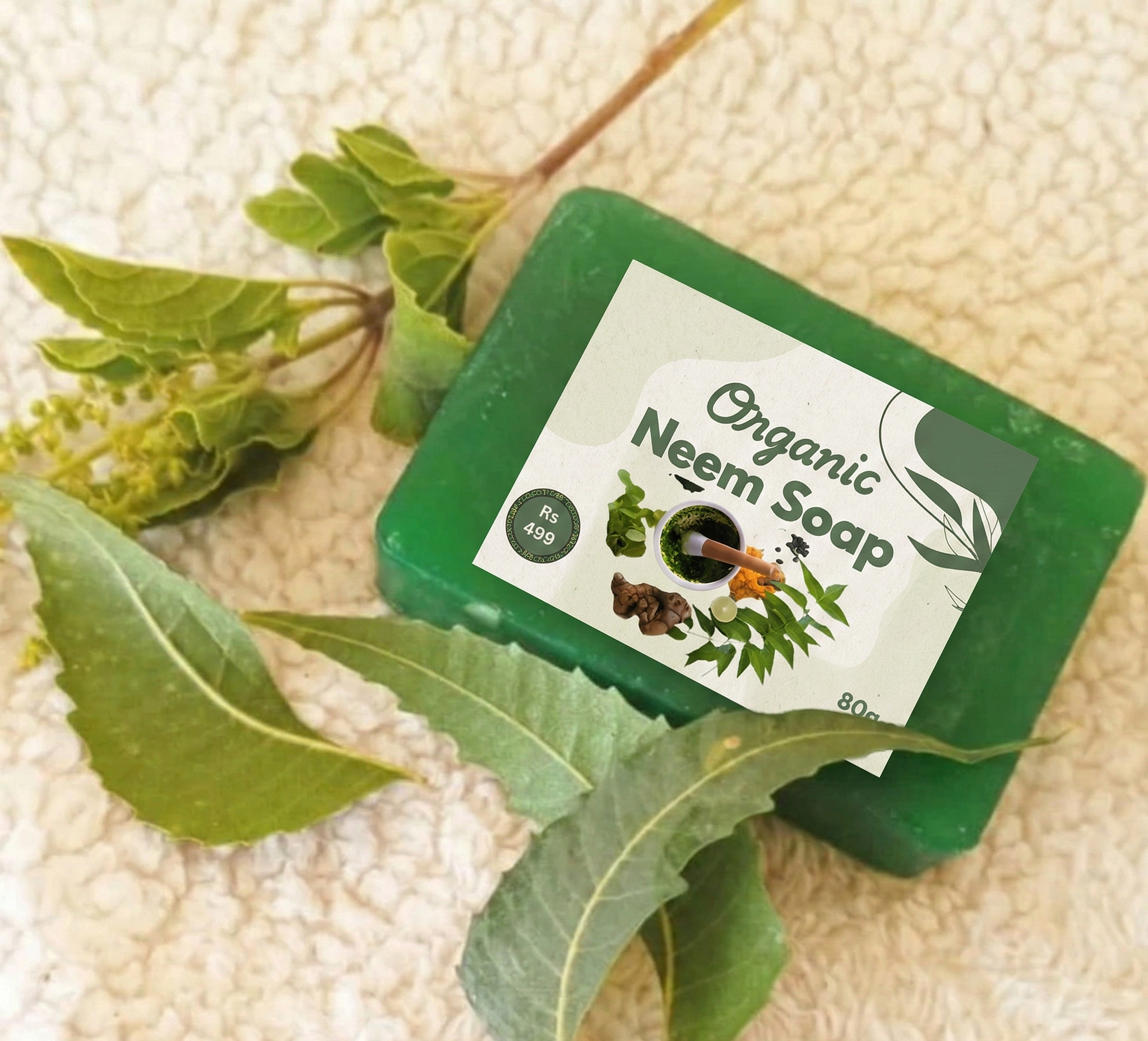 Organic Neem Soap for Acne & Glowing Skin - 80g | Glow Wear