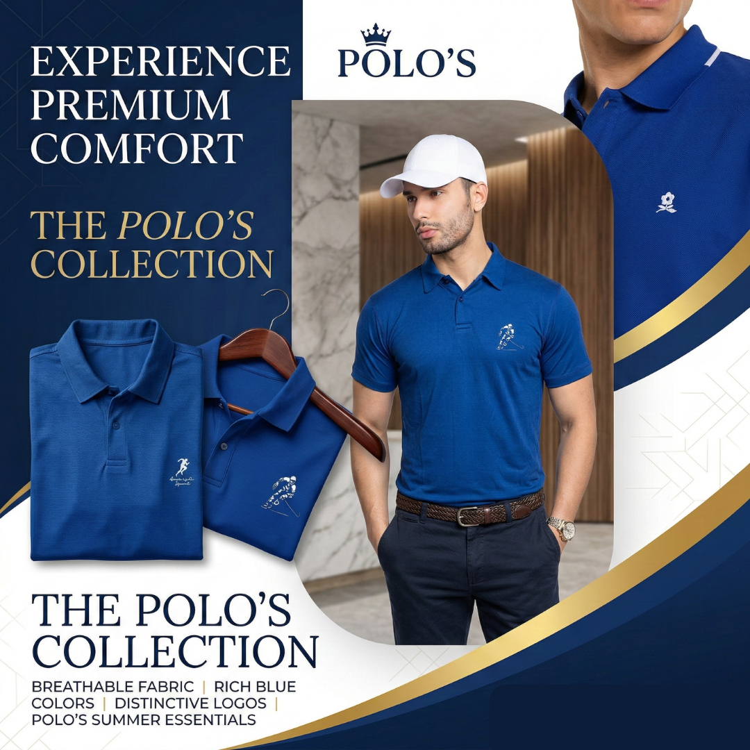 Premium Breathable Blue Polo Collection – Luxury Summer Essentials for Men.