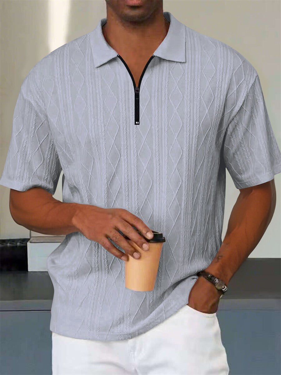 Luxury Half-Zip Textured Knit Polo – Lightweight Summer Essentials.