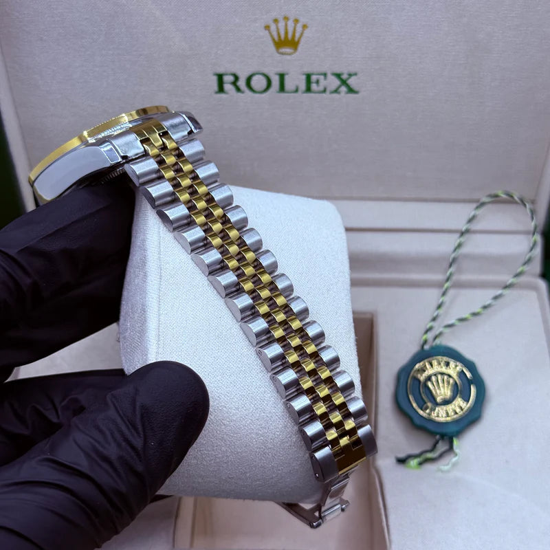 Rolex Day-Date Golden Dial Premium Edition – Two-Tone Gold & Silver Luxury Watch with Brand Box.