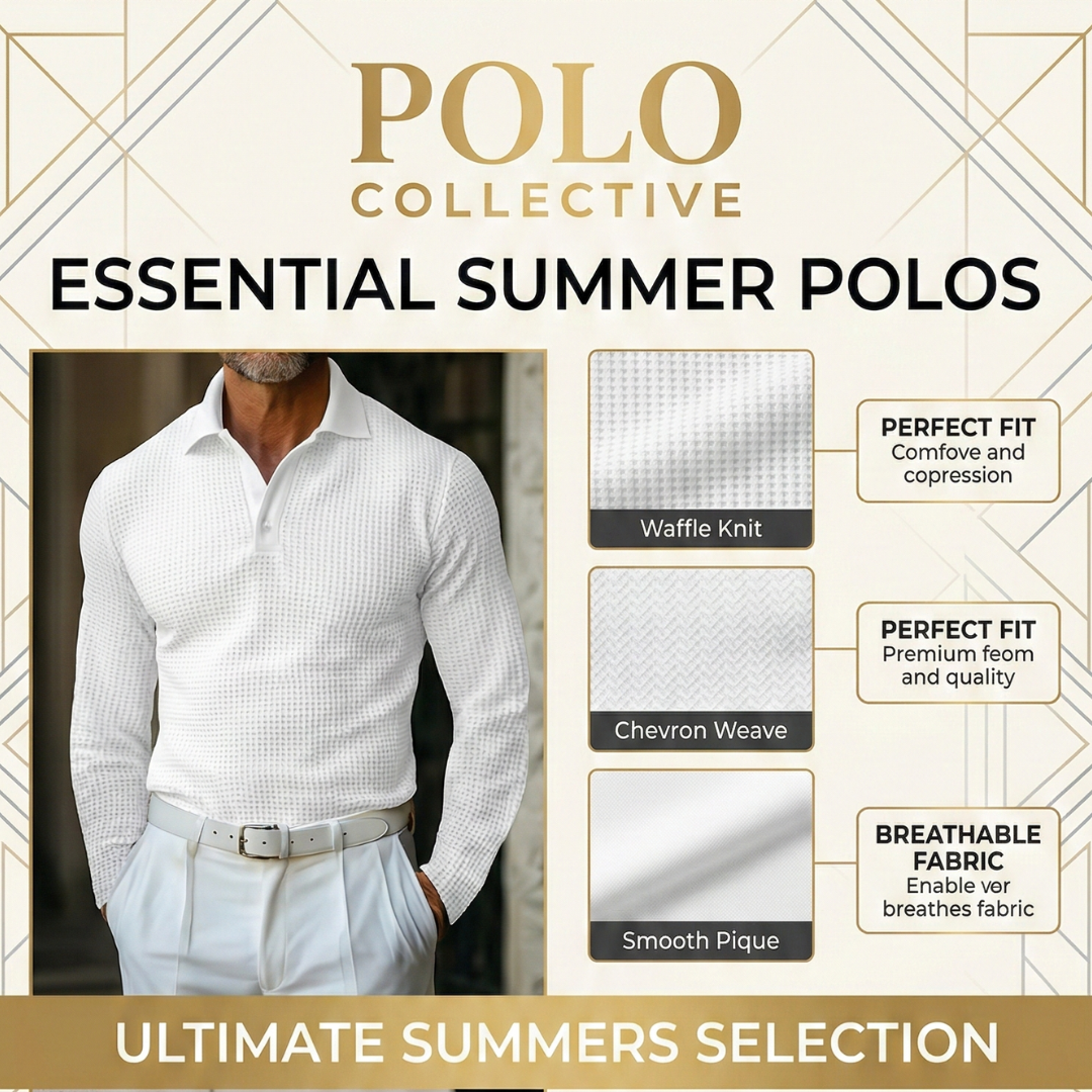 Premium Textured Summer Polo - Luxury Waffle Knit & Chevron Weave (Slim Fit).